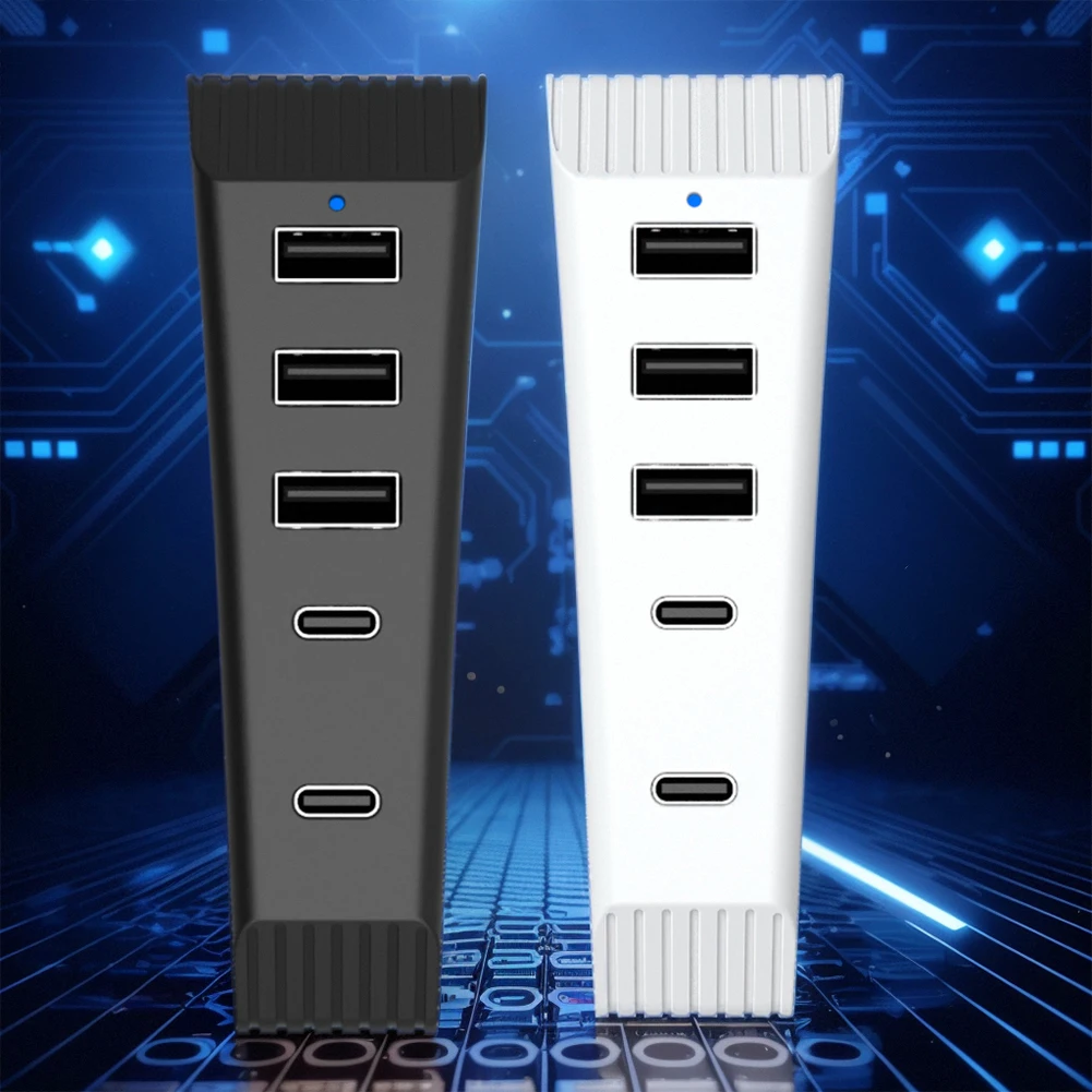 Hub USB de 5 puertos Hub expansor divisor USB con 3USB + 1 puerto tipo C + 1 tipo C 3.1 para Playstation 5 Slim (disco/edición digital) - imagen 2