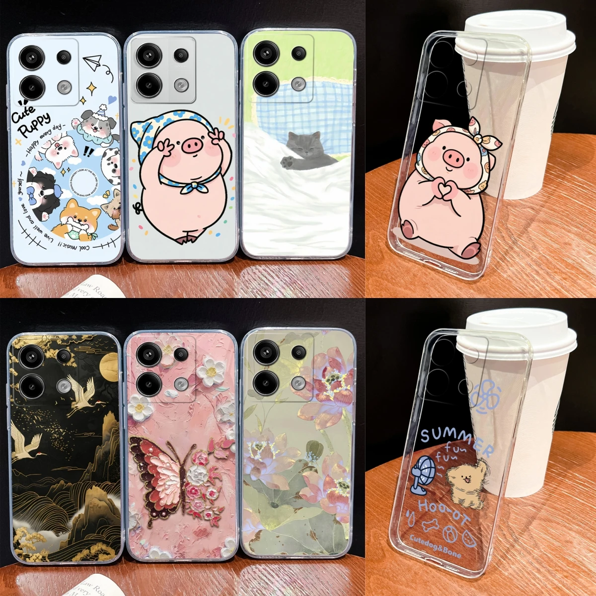 Para Xiaomi Poco X6 Pro 5G funda de teléfono lindo dibujos animados suave TPU transparente silicona parachoques ligero para Poco X 6 carcasa protectora