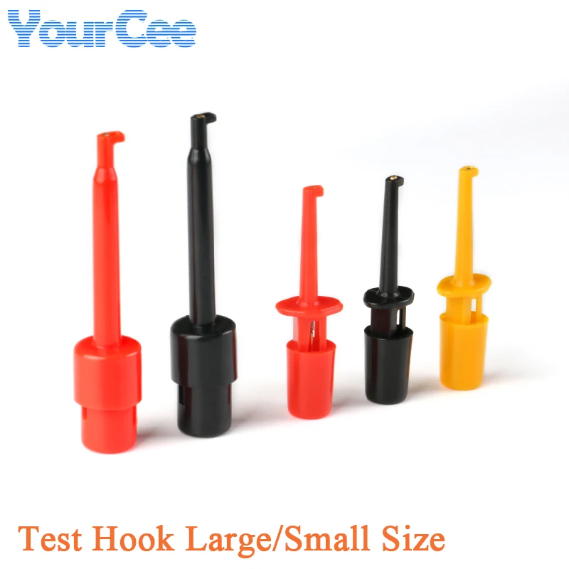 Clip de gancho de prueba, sonda de prueba de tamaño pequeño y grande, Cable SMT SMD IC, pinzas de soldadura, multímetro, Kit de cables de plomo, rojo, negro y amarillo, 5 uds.