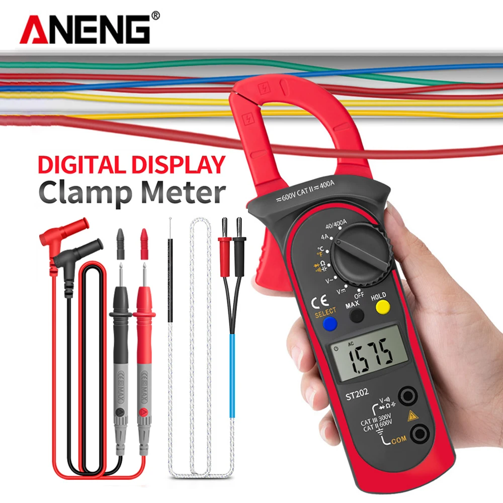 ANENG ST202 multímetro de abrazadera Digital 2000 recuentos profesional inteligente AC/DC voltímetro de corriente medidor de abrazadera probador herramientas de electricista - imagen 3