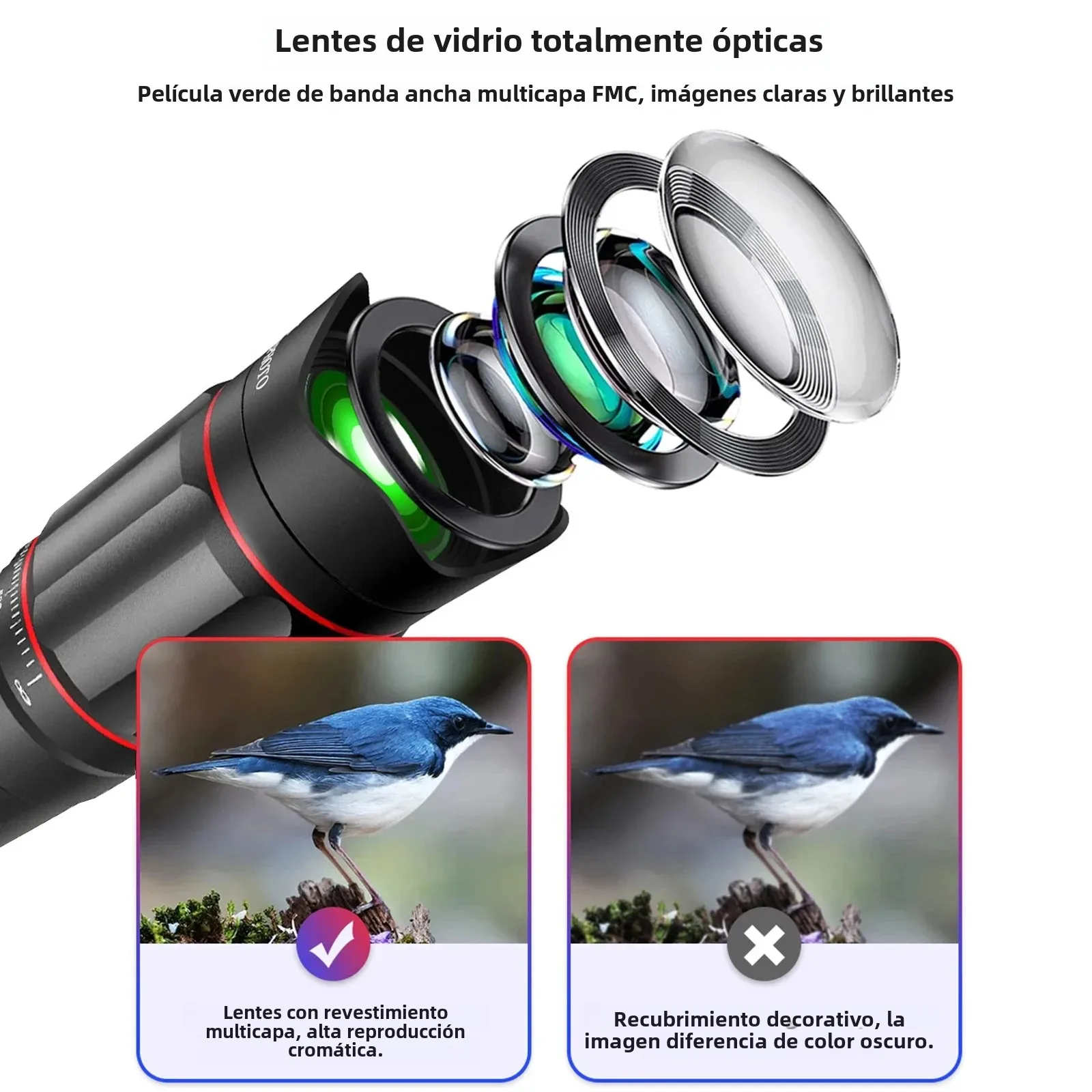 Kit de teleobjetivo para teléfono 25X, soporte para teléfono, estabilizador de trípode portátil, Zoom de alta potencia, concurso de conciertos, observación al aire libre, Animal - imagen 2