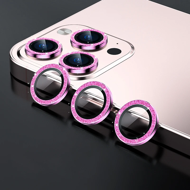 Protector de lente de cámara con brillo de diamante para iPhone 11, 12, 13 Pro Max, Mini anillo de Metal, Protector de cristal para iPhone 13 Pro Max - imagen 4