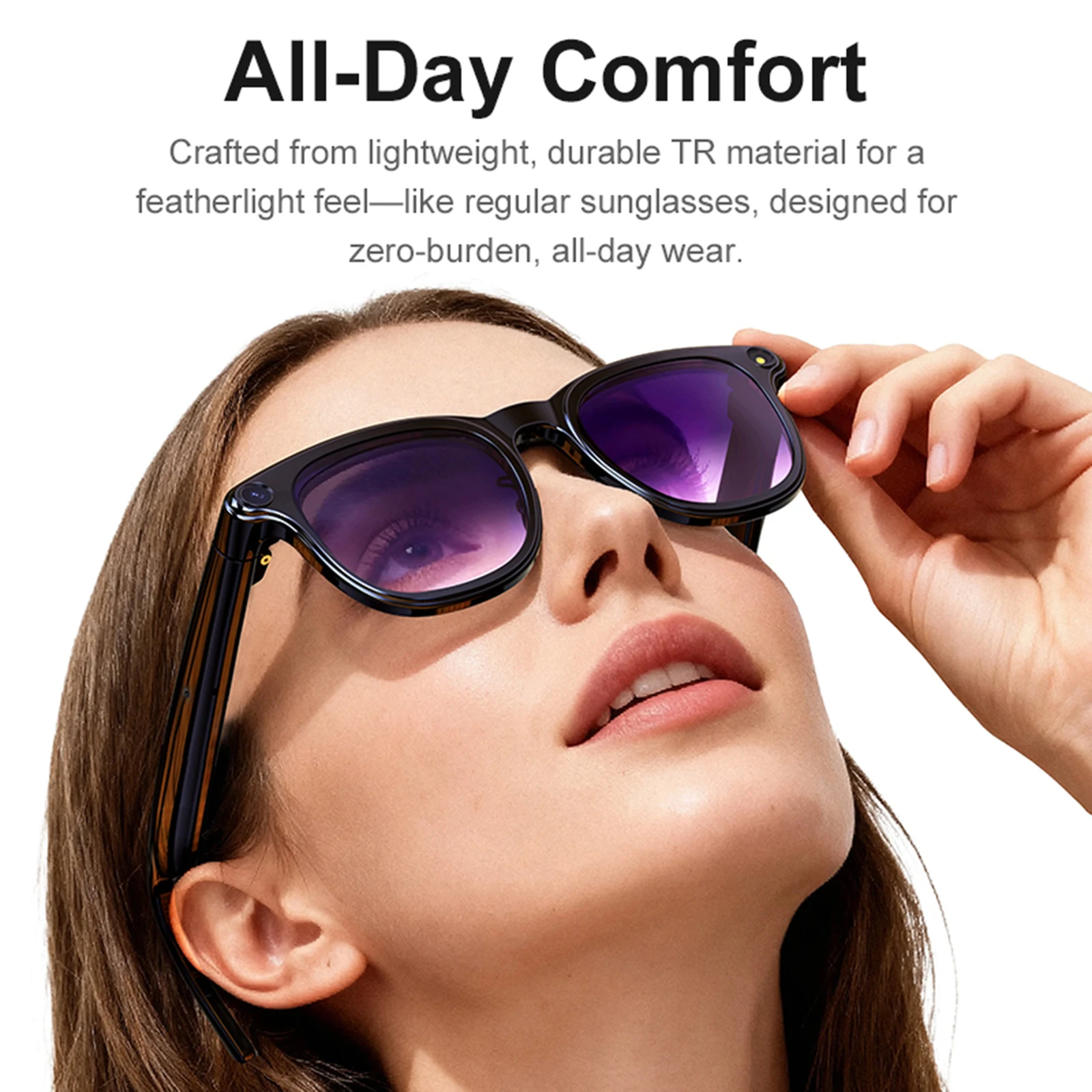 Gafas inteligentes BT6.0 Ai con cámara antivibración de 1200W, gafas de traducción en tiempo Real, gafas de sol de voz inteligentes para oficina y escuela - imagen 5