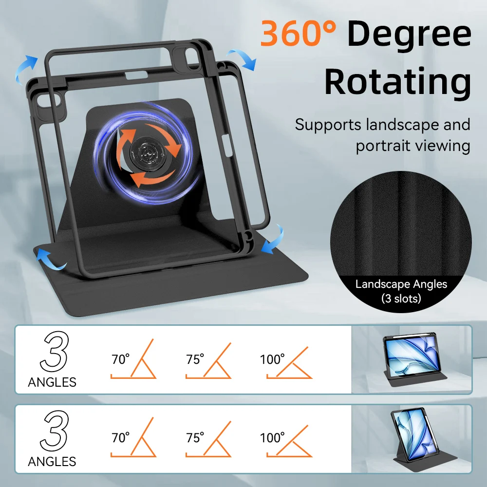 360 °   Funda de iPad con rotación para 2024 Air 11 13 M2 Pro 11 13 M4 Air 4 5 10,9 iPad 7/8/9th 10,2 10th Gen Pro 11 Pro 12,9 Mini 6 - imagen 3