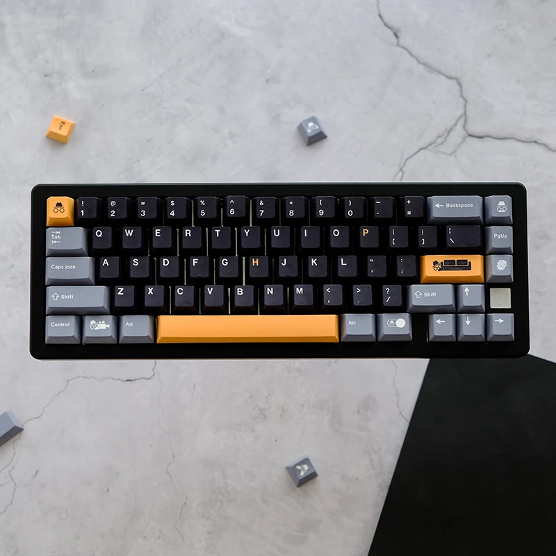 Teclas de sublimación de tinte PBT para teclado mecánico GX87 Crush80 Rainy75 Hi8 Lucky65, tema de etiqueta de privacidad, 134 teclas, perfil de cereza - imagen 3