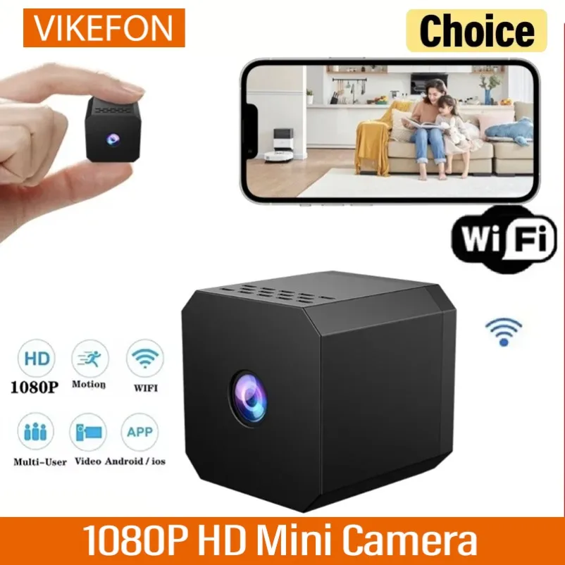 Mini cámara inalámbrica WiFi HD de 1080P, Monitor de bebé, vigilancia de seguridad interior, videocámara de visión nocturna, grabadora de vídeo