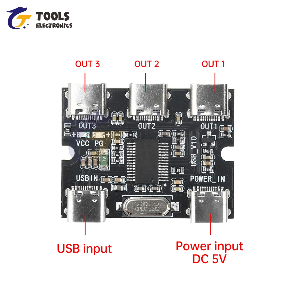 Tipo el concentrador 1 del eje de la placa de expansión USB C en el módulo de expansión USB Hud del eje de 3 salidas con la interfaz de alimentación - imagen 3