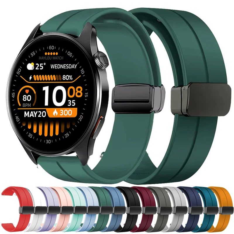 Correa magnética de silicona de 20mm y 22mm para reloj Haylou 4 4S RS5 R8 S8 S6/Solar 5/Solar Ultra/PlusRT3 RT2 RS4 4Plus GST Correa