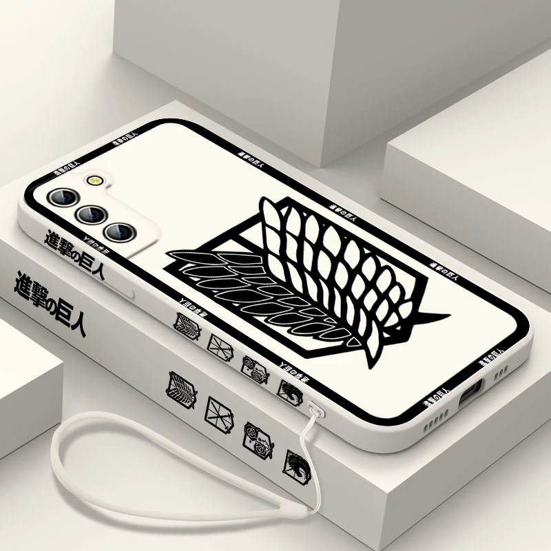 Funda de teléfono con logotipo de Anime Attack On Titan para Samsung Galaxy S24, S23, S22, S21, S20 Pro FE Plus, funda de cuerda izquierda Ultra líquida