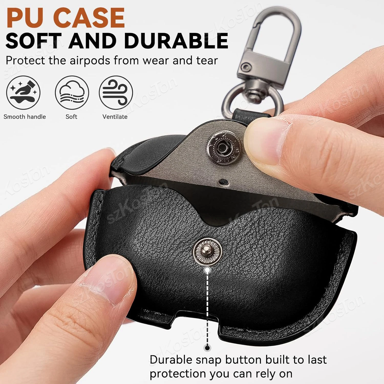 Funda de cuero para Airpod Pro 3, funda protectora de carga inalámbrica para auriculares con llavero para accesorios Airpods Pro 3 - imagen 4