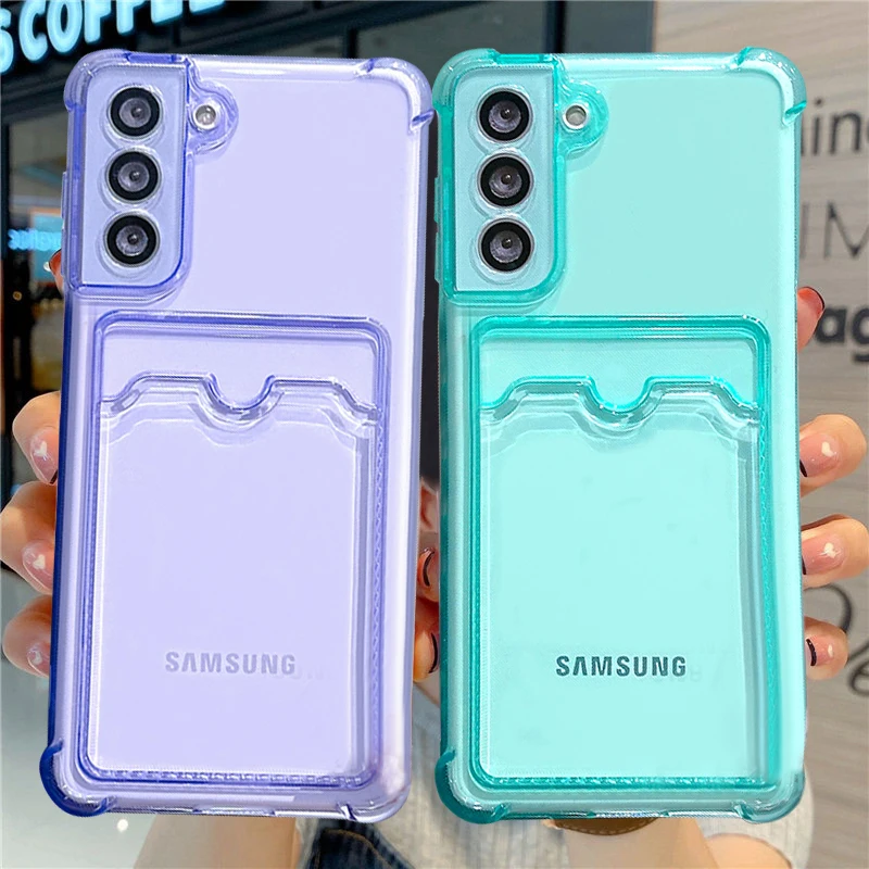 Funda transparente con tarjetero Original para Samsung Galaxy A15 A25 A35 A55 A14 A24 A34 A54 A13 A23 A33 A53 S21 S22 S23 5G