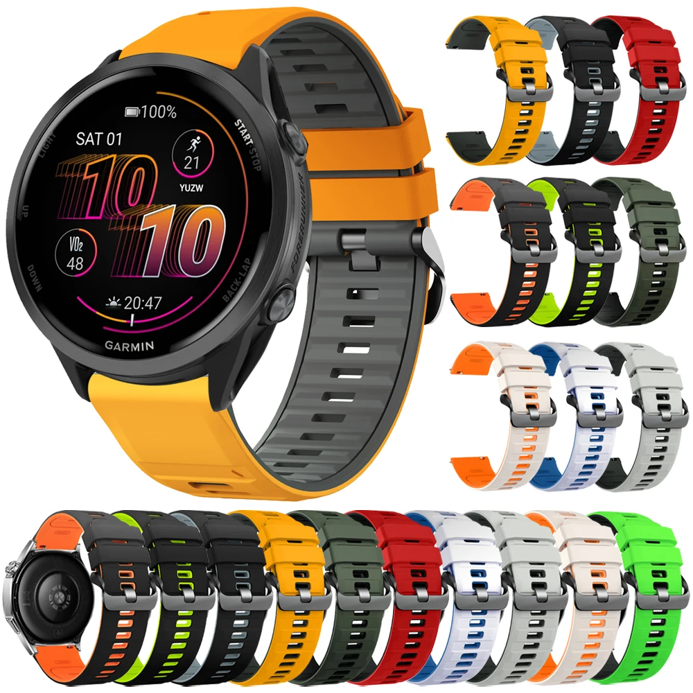 Correa de reloj de silicona de 22mm para Garmin Venu 4 3 2 45mm Band Forerunner 570 47mm 265 255 Music Vivoactive 4/Correa activa de liberación rápida - imagen 2