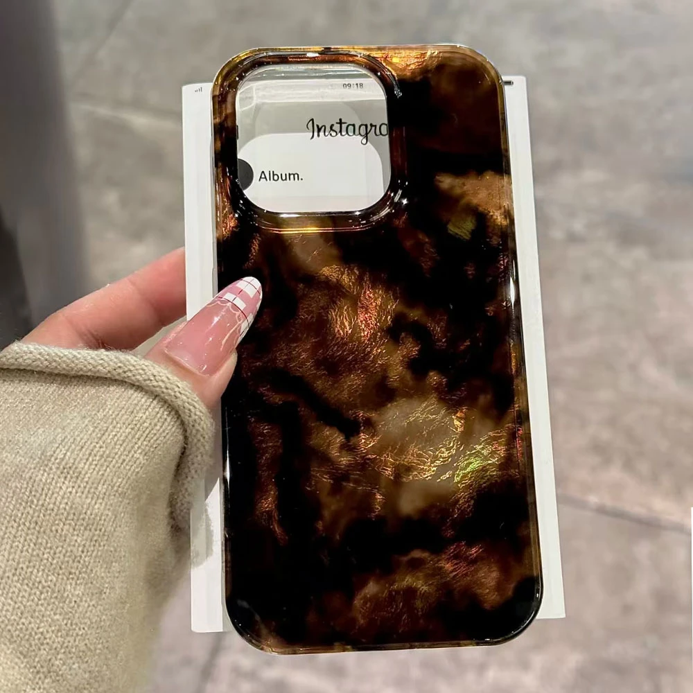 Funda de teléfono ámbar de carey negra y marrón para Xiaomi Redmi Note 15 14 13 12 11 10 10S 8 9 Pro 15C 9C 13C 14C A3 9C A1 A5 - imagen 4