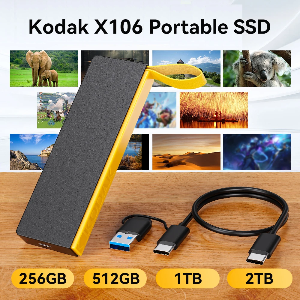 KODAK X106 SSD 1TB ssd unidad externa disco duro 2TB USB3.1 SSD externo portátil 256B 512GB 1TB para ordenadores portátiles Smartphone PS4