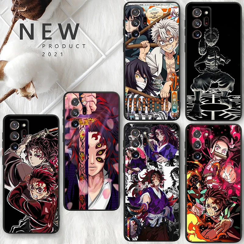 Demon Slayer Kimetsu No Yaiba para Samsung A55 A35 A25 A15 A14 A73 A53 A13 A05S A03S A02S A71 A52 A32 funda de teléfono suave negra