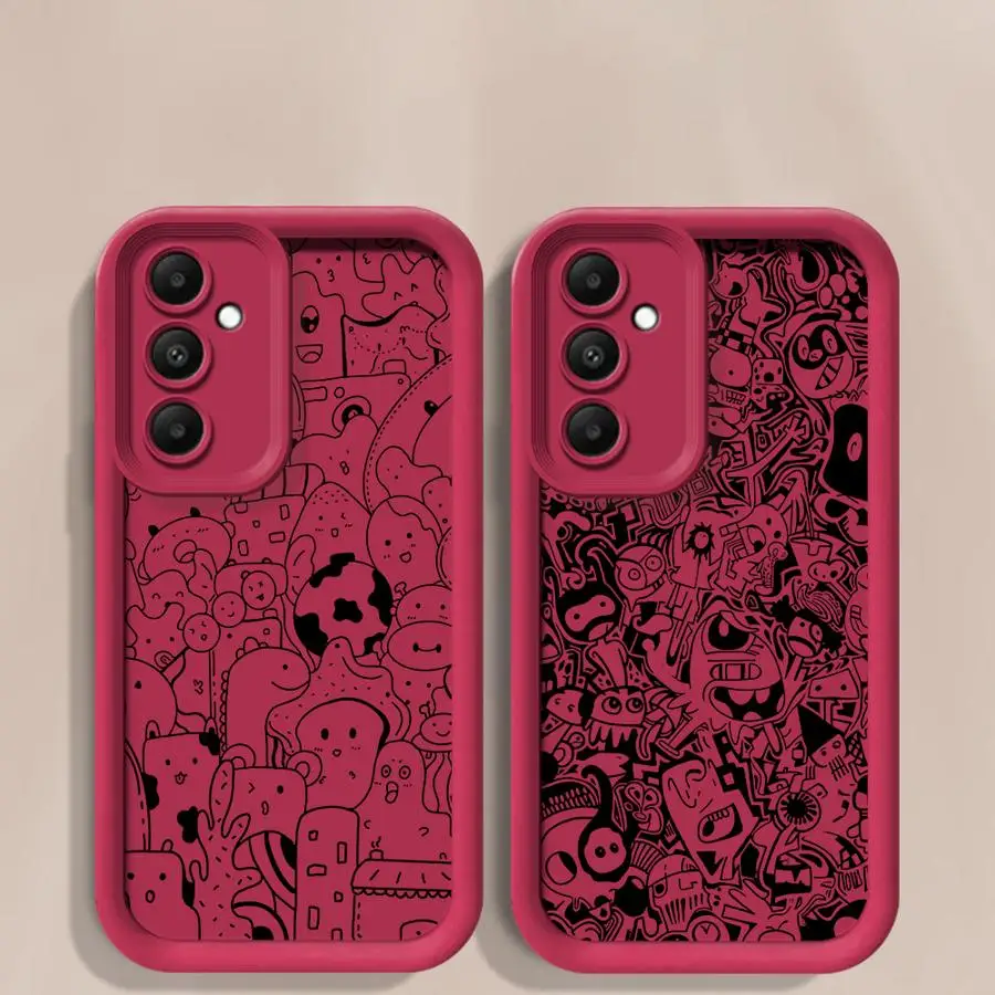 Funda de teléfono de TPU suave Irregular con dibujo de líneas para Samsung Galaxy A73 A56 A24 A35 A52 A32 A21s A55 A22 A25 A26 A33 A54 A36 - imagen 4