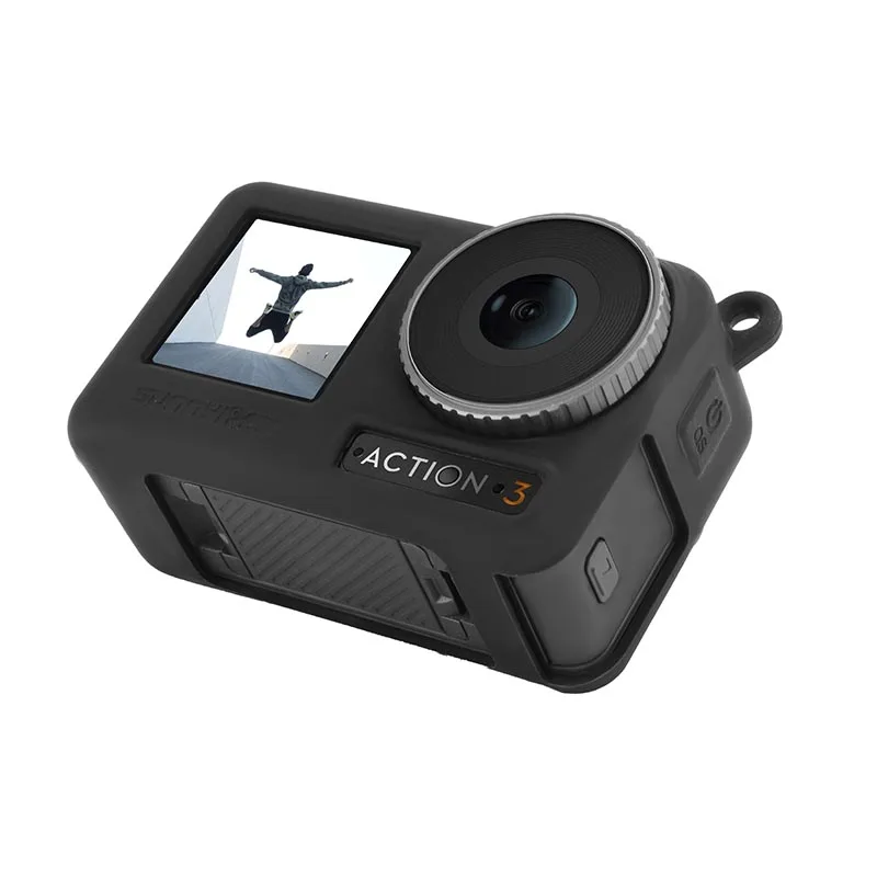 Funda de silicona suave 2 en 1, funda protectora anticaída, cordón para el cuello, juego de correas para muñeca para Dji OSMO ACTION 3, accesorios para cámara - imagen 4