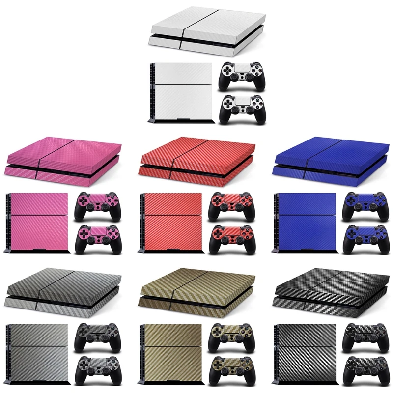 Pegatina de fibra de carbono para consola, cubierta de vinilo a prueba de polvo, carcasa protectora Compatible con PS4, 2022 - imagen 5
