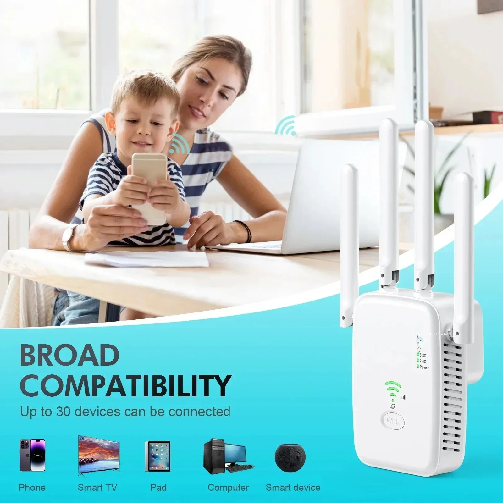 Enrutador inalámbrico 2,4G 5G 1200Mbps, repetidor WiFi, amplificador de señal WiFi, extensor, enrutador, amplificador WIFI para el hogar y la Oficina - imagen 3