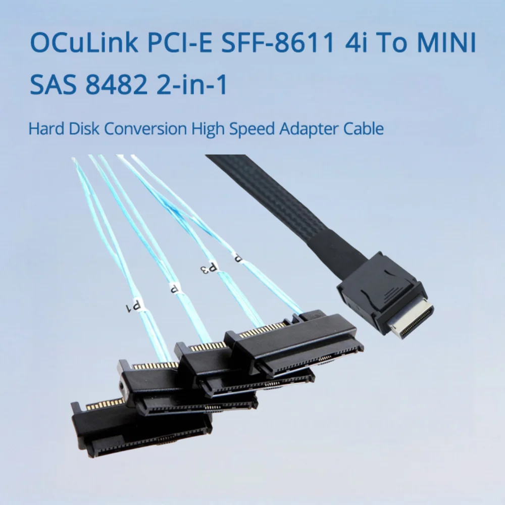 OCuLink PCI-E SFF-8611 4i a MINI SAS 8482 2 en 1 conversión de disco duro Cable adaptador de alta velocidad longitud opcional 0,5 M 1M
