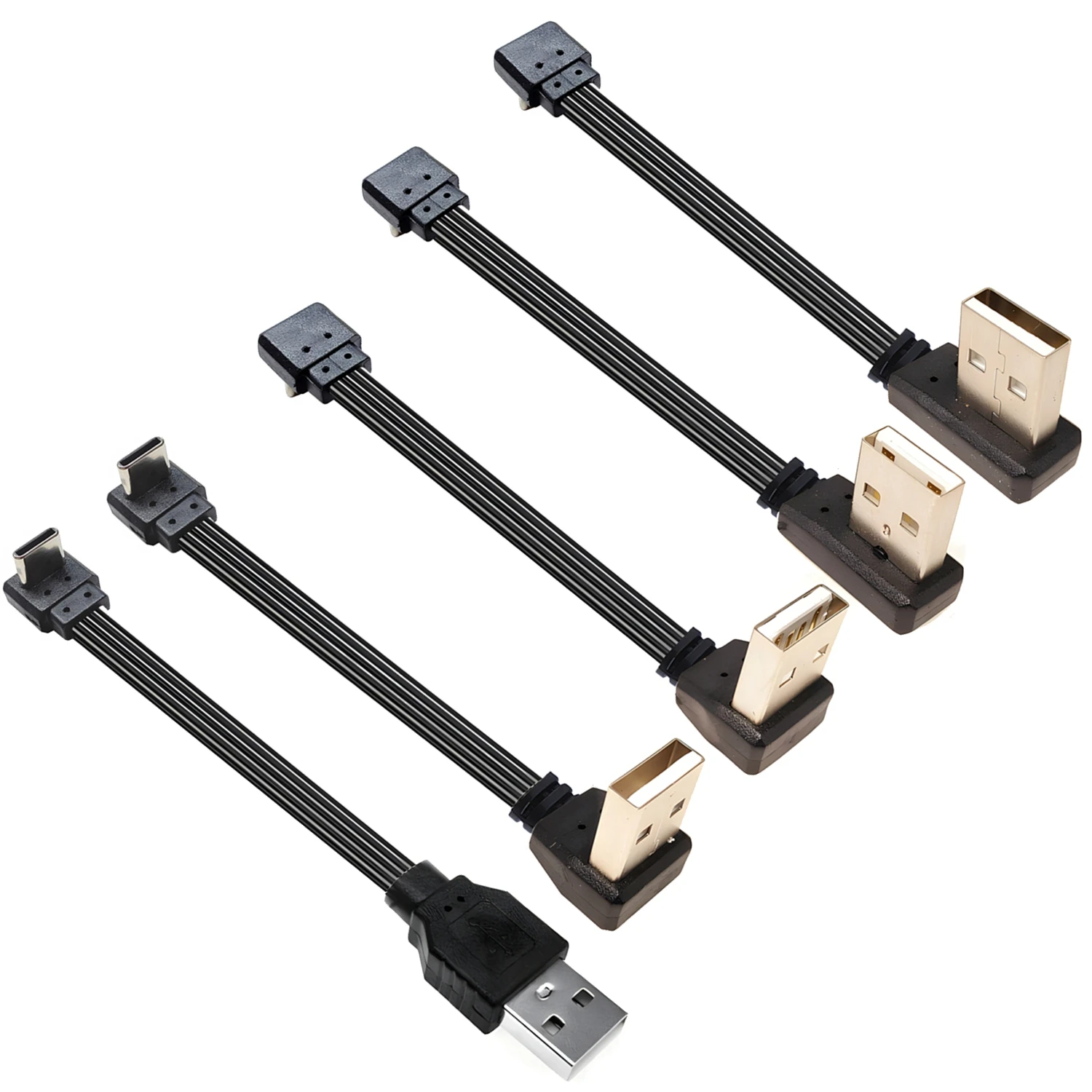 10CM 30CM 1M codo USB plano a cable de datos de carga macho tipo C ultracorto 2,0 codo de enchufe cable flexible de esquina izquierda y derecha