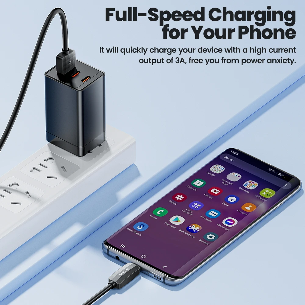 Toocki-Cable USB C de silicona 3A, Cable de carga rápida USB A a tipo C para teléfono móvil Xiaomi Samsumg Huawei POCO - imagen 3