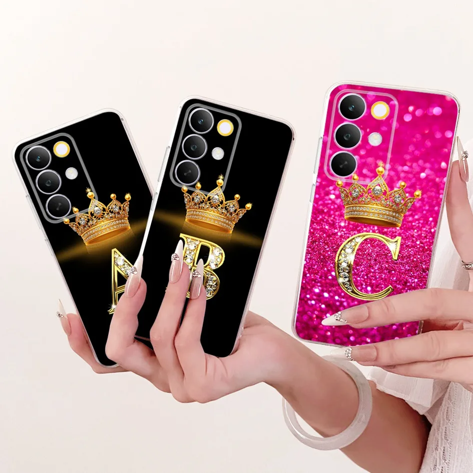 Para Realme C85 Pro Funda RMX5555 Linda corona letra Funda trasera de silicona suave en Realme C85 15X 5G Funda RMX5250 RMX5253 bolsas de teléfono