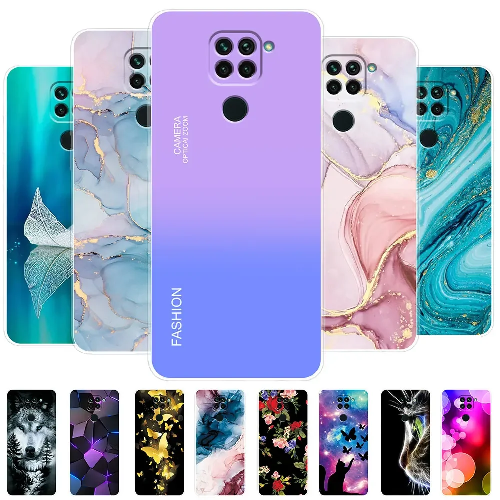 Para Xiaomi Redmi Note 9 funda para Redmi Note 9 lindas fundas transparentes de mármol para Redmi Note 9 bolsas de parachoques de teléfono transparentes de silicona