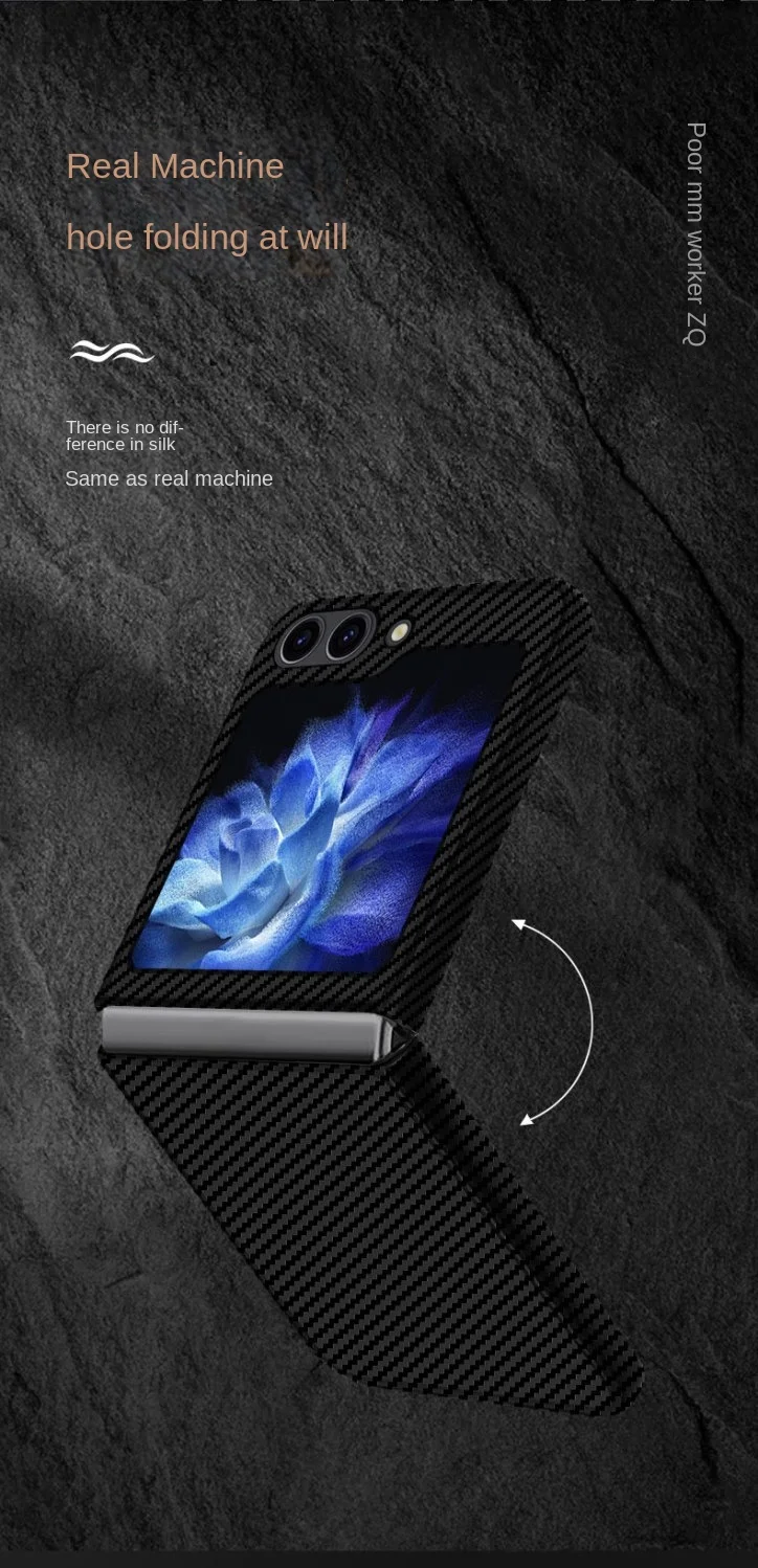 Para Samsung Galaxy Z Flip 5 4 3 funda dura de fibra de carbono delgada funda protectora trasera para Samsung Z Flip5 4 3 carcasa de teléfono - imagen 4