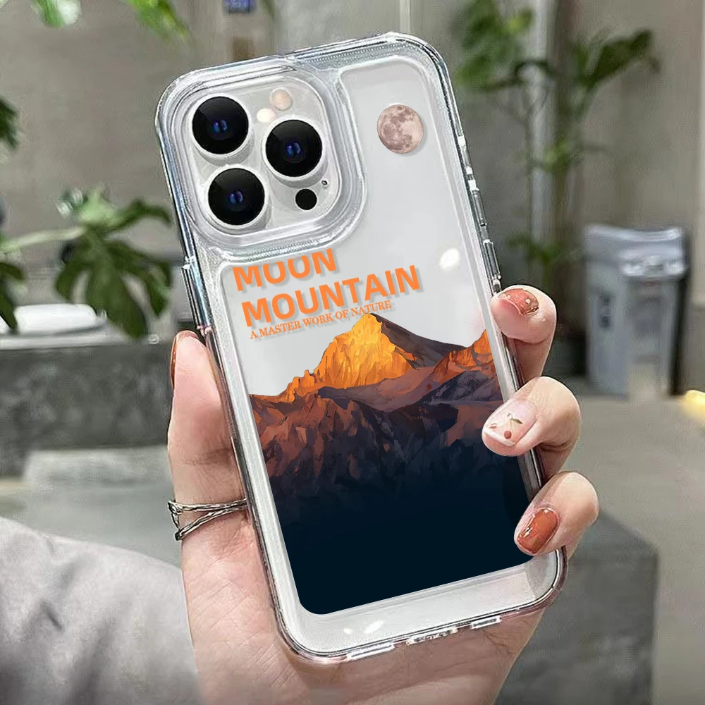 Funda de teléfono transparente para iPhone 11 Funda iPhone 16 13 14 15 Pro Max 12 XR X Xs 7 8 Plus 16pro Fundas de silicona con pico de montaña - imagen 4