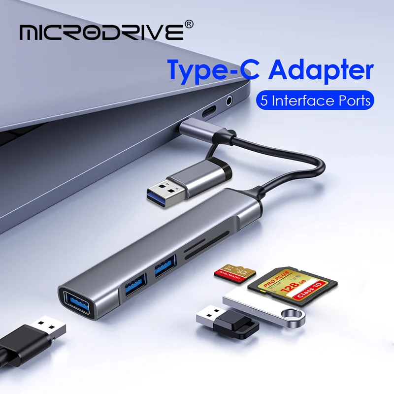 HUB USB 3,0 5 en 1, concentrador USB C, 5Gbps, transferencia de alta velocidad, divisor USB, adaptador OTG C a USB para Macbook 13 15 Air Mi Pro, PC y portátil - imagen 3