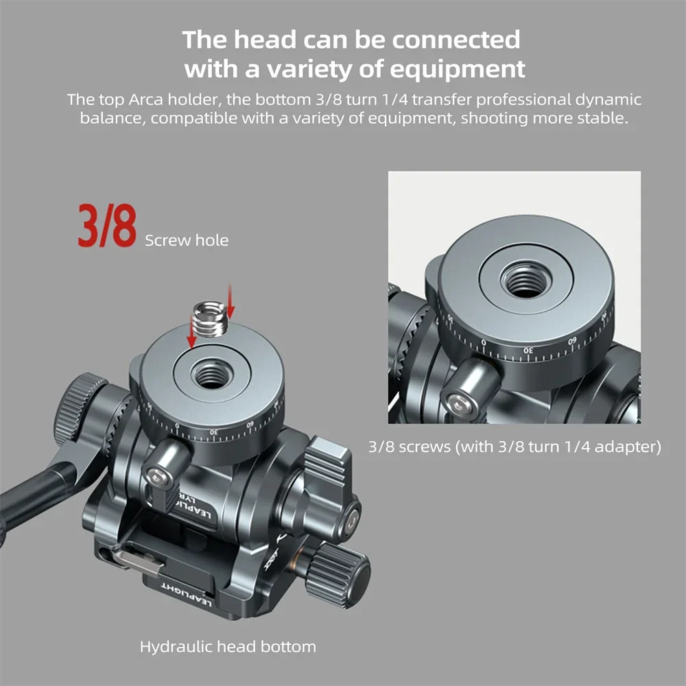 Cabezal de bola de vídeo fluido con mango: amortiguación hidráulica, base panorámica doble, liberación rápida para cámaras de cine y plataformas sin espejo - imagen 5