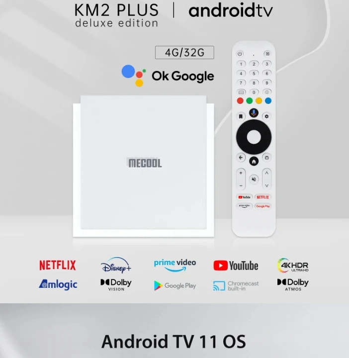 [Genuino] la más nueva edición de lujo MECOOL KM2 PLUS DELUXE 4K ATV caja de TV certificada la mejor caja de TV inteligente de Google 4GB 32GB 1000M LAN WIFI6 - imagen 3
