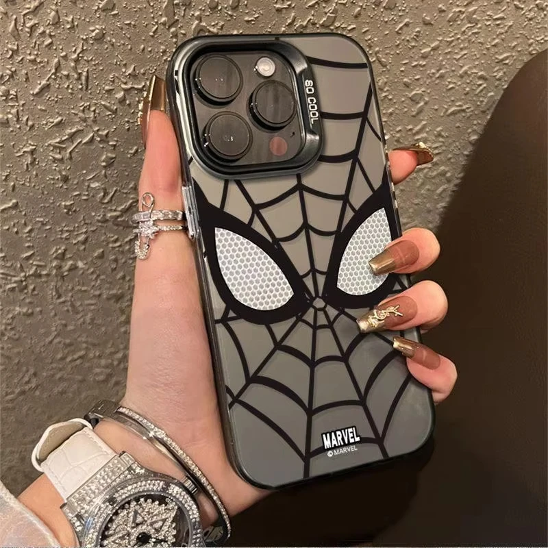 Marvel Spider Man negro blanco Cool funda de teléfono para iPhone 16 15 14 13 12 11 Pro Max XR XS 7 8 Plus Y2K suave anticaída Linda cubierta