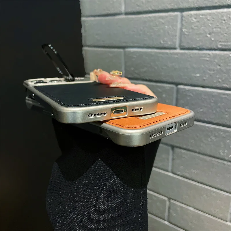 Para iPhone 16 15 14 13 12 11 Pro Max Plus soporte de cámara sin marco funda de teléfono de cuero mate soporte de lente cubierta de protección - imagen 5