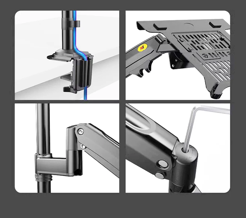 Soporte de gas portátil con abrazadera para monitor 22-35"