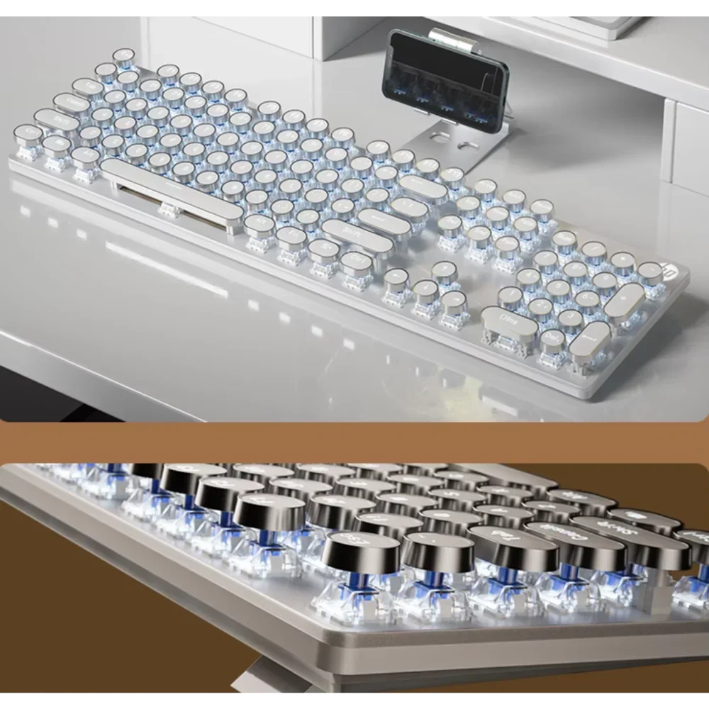 Teclas galvanizadas redondas Vintage, 104 teclas, láser XDA translúcido para 60/64/84/98/104, Teclado mecánico para juegos, interruptor MX - imagen 5