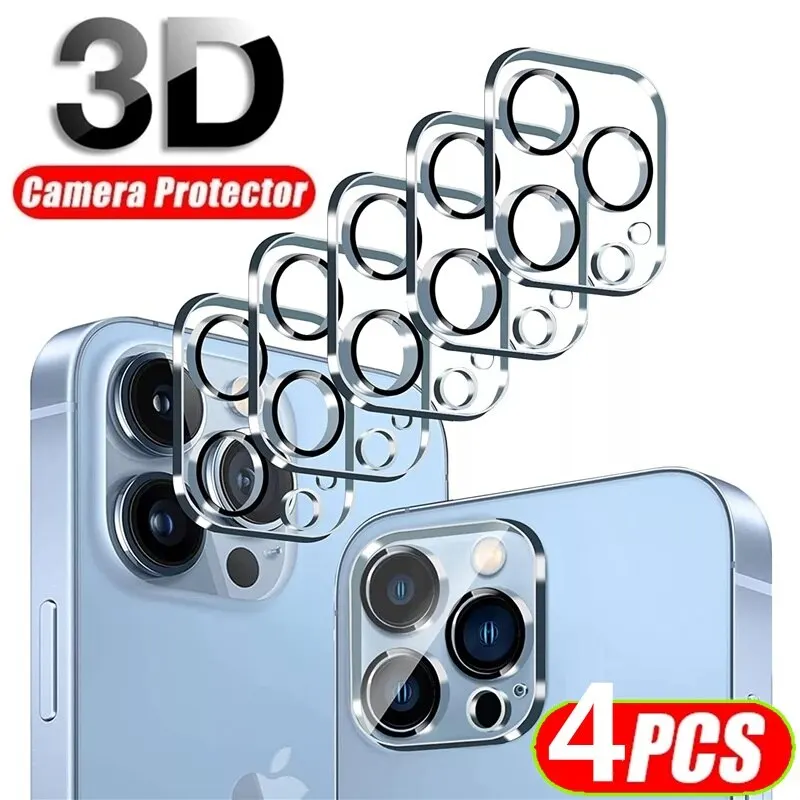 4 unidades de vidrio protector de cubierta completa para iPhone 14 Pro Max XR X XS Cámara lente protector de pantalla para iPhone 13 Pro Max 12 Mini 11 Pro