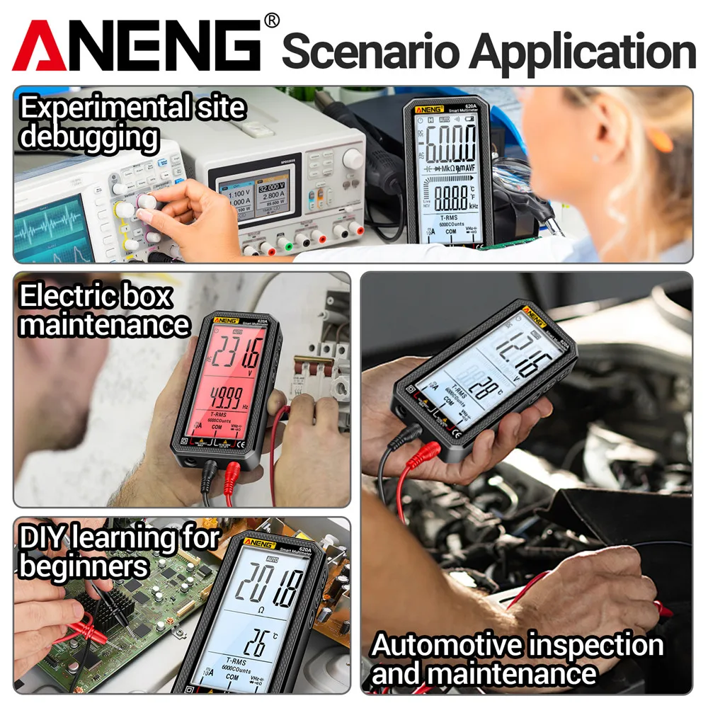Multímetro Digital, multímetro de 6000 recuentos, ANENG 620A, valores eficaces verdaderos, medidor de capacitancia eléctrica automática, herramienta de temperatura de resistencia a la temperatura - imagen 2