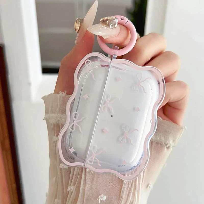 Bonita funda rosa con pajarita para Airpods1, funda protectora para Airpods Pro2, funda para auriculares inalámbricos con Bluetooth de dibujos animados para Airpods 2 3 4 - imagen 4
