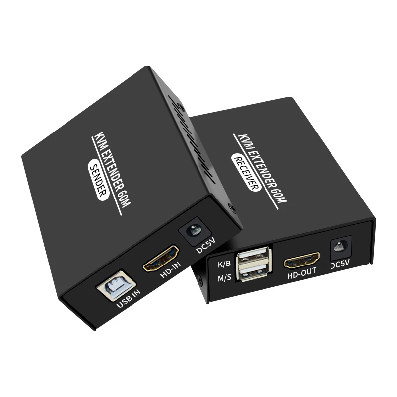 Extensor KVM 60M 1080P compatible con HDMI sobre cat5e/6 Ethernet RJ45 LAN Cable USB-A teclado ratón KVM Video extender adaptador TX RX - imagen 5