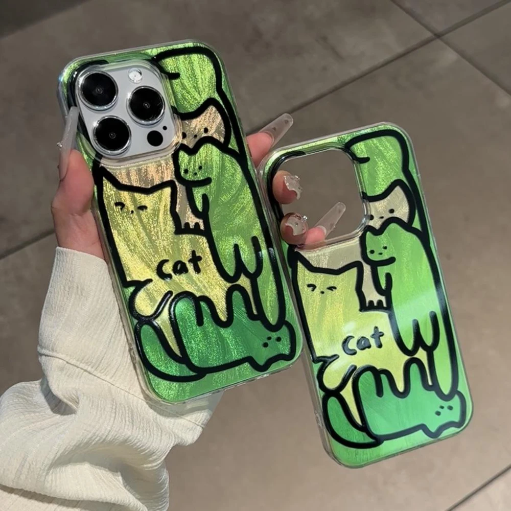 Fundas de teléfono con diseño de gato y grafiti de línea bonita para Apple iphone 16 15 14 7 Plus 13 Pro Max X XS XR 7 16e, funda trasera de silicona suave - imagen 5