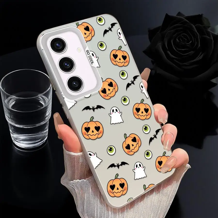 Funda trasera de teléfono para Samsung Galaxy A36 A73 A32 A22 A52 A23 A33 A34 A53 A24 A25 A26 dibujos animados Halloween calabaza murciélago - imagen 4