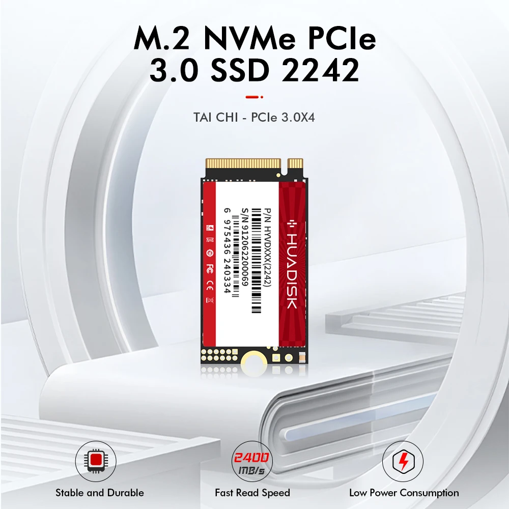 HUADISK NVMe M.2 SSD 2242 PCIe Gen3.0 TLC128GB 256GB 512GB 1TB disco interno de estado sólido para ordenador portátil de escritorio - imagen 3