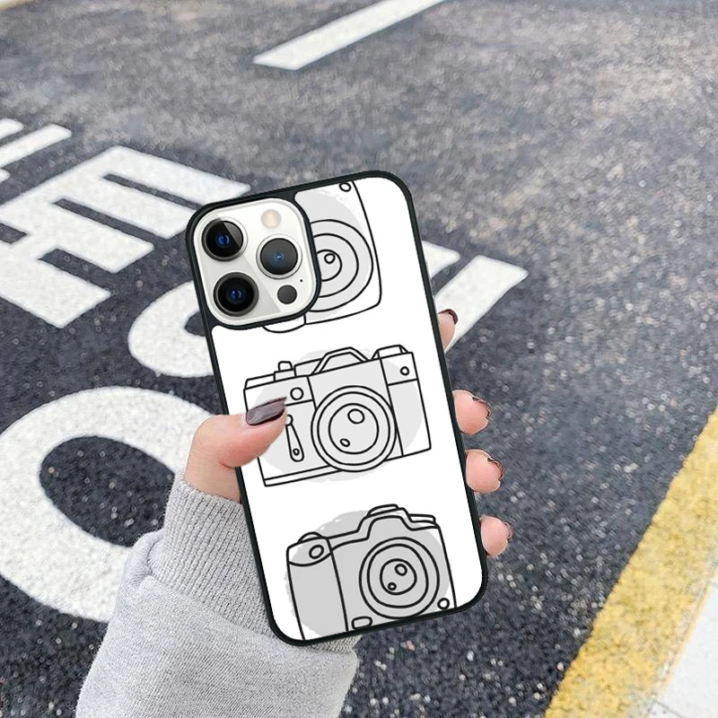 Funda de teléfono gris para fotógrafo con cámara para iPhone 17 Air 16 15 14 Plus 12 13 11 Pro Max