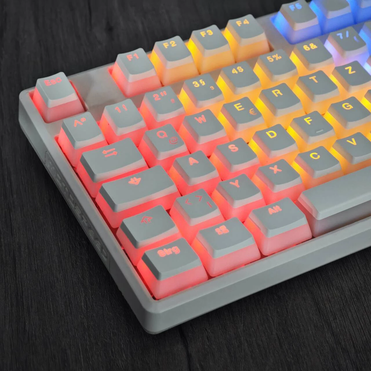 YMDK blanco negro pudín alemán ISO QWERTZ doble disparo PBT brillo a través del perfil OEM para interruptores MX Teclado mecánico - imagen 2