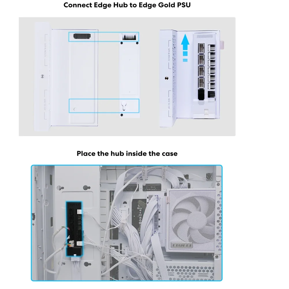 Lian Li Edge Hub Modular Usb y ventilador Pwm Hub, conector Edge Gold PSU, concentrador de ventilador de computadora de escritorio, expansor. - imagen 4