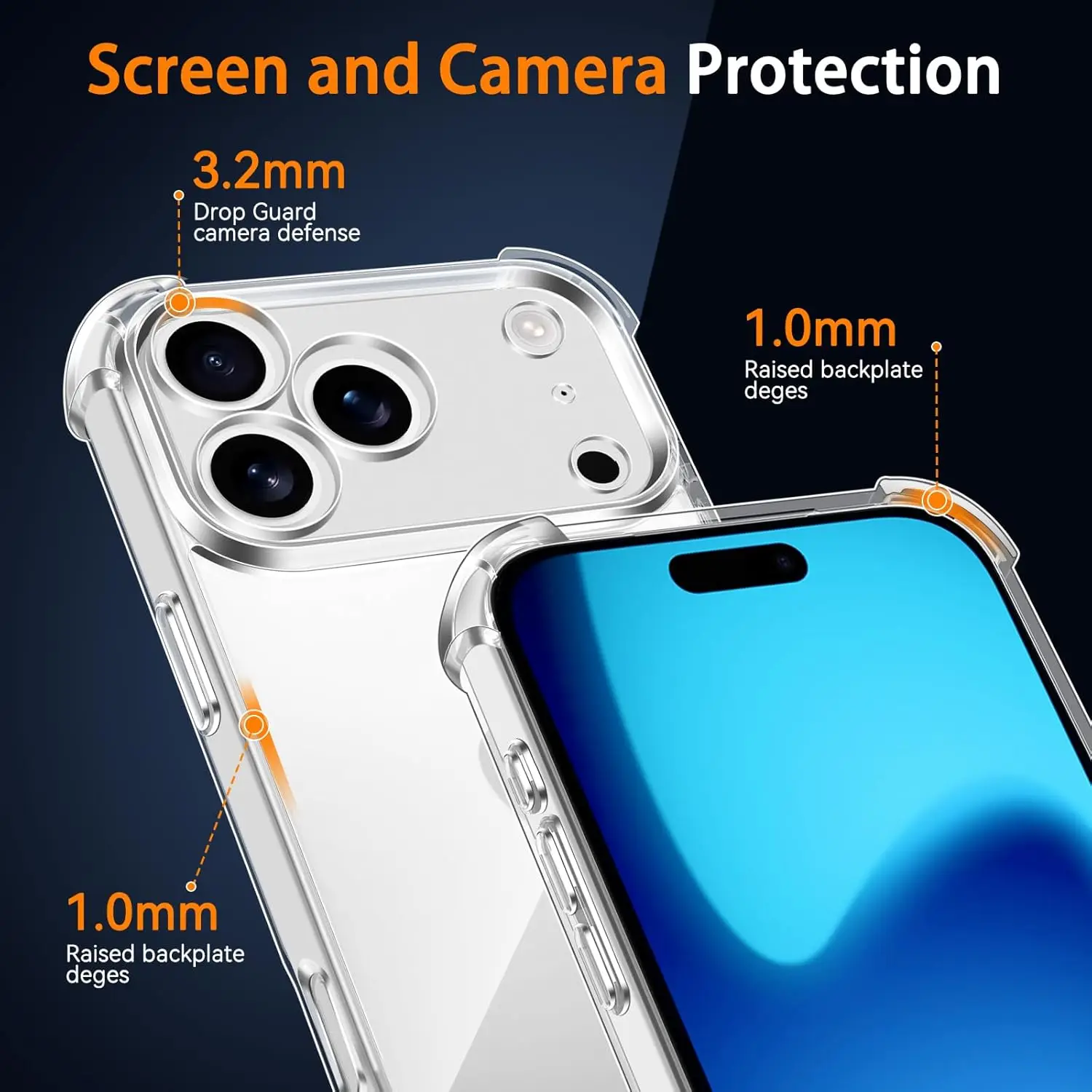 3 en 1 2 uds vidrio con esquinas reforzadas suave TPU protección de cámara trasera a prueba de golpes funda para Apple iPhone 17 Air Pro Max - imagen 3