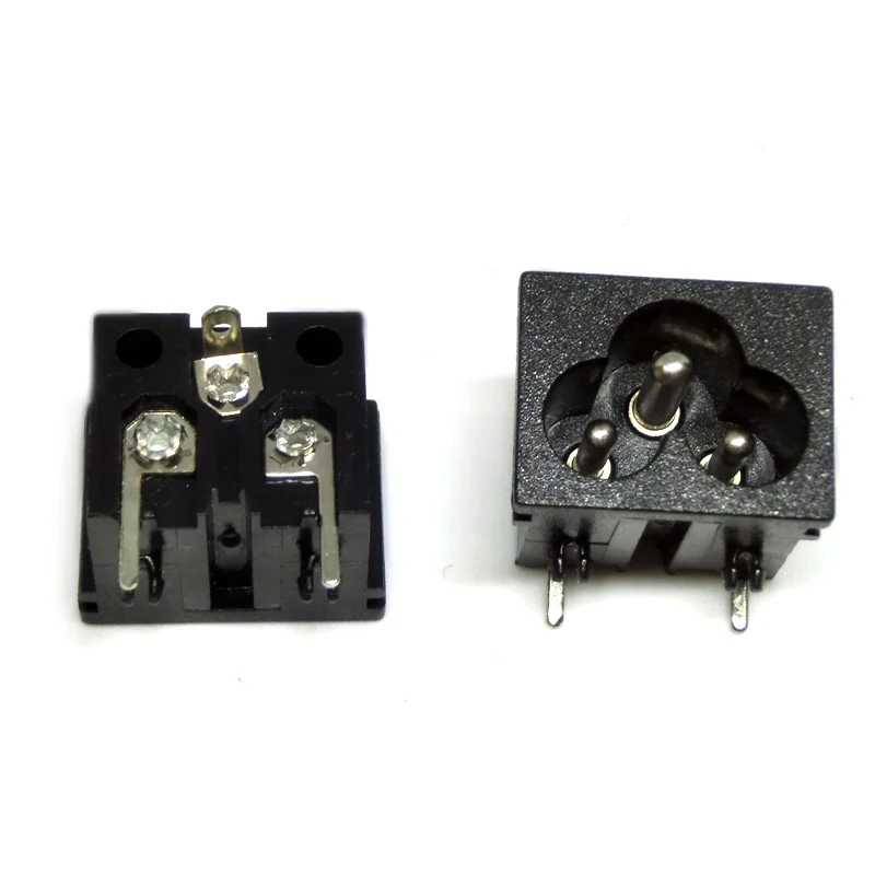Enchufe de alimentación IEC320 C8 negro, 2 terminales, toma de entrada AC 250V 2.5A AC, conector, núcleo de cobre, enchufe estadounidense y europeo, 2 uds. - imagen 5
