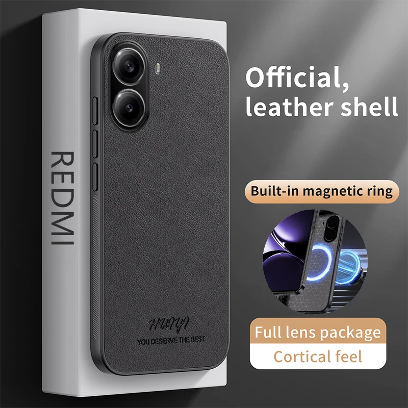 Funda de cuero Magsafe para Xiaomi Redmi Turbo 4 5G, soporte magnético para coche, carga inalámbrica, silicona dura, carcasa para teléfono - imagen 2